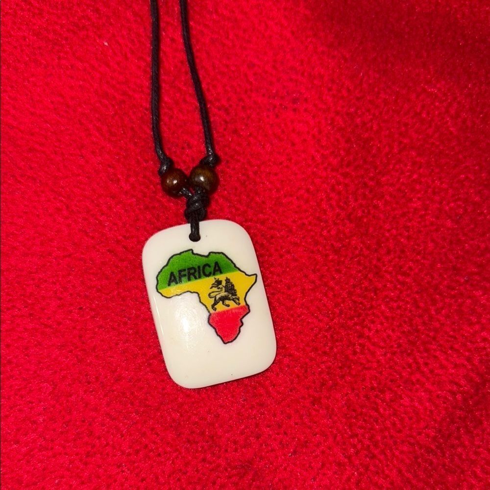 Africa Pendant Necklace with Black Cord